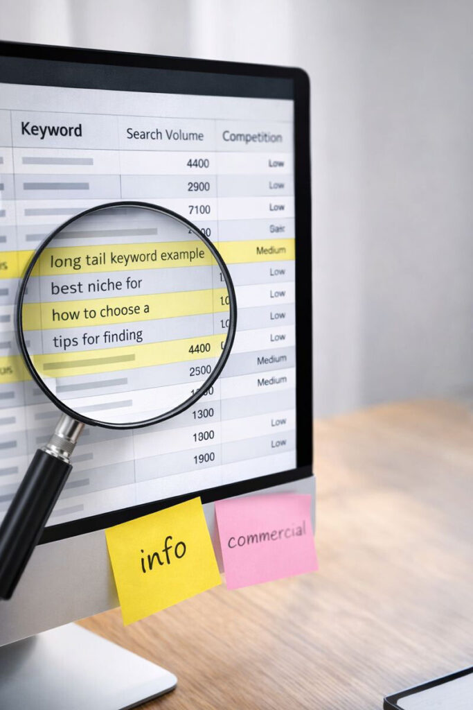 Choosing the right keywords for a niche blog using long-tail keyword research