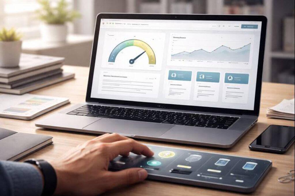 Website performance and SEO optimization dashboard for a WordPress site